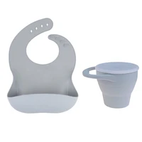 baby feeding tableware silicone bib snack cup portable food storage box infant dinner set bpa free snacks container food grade