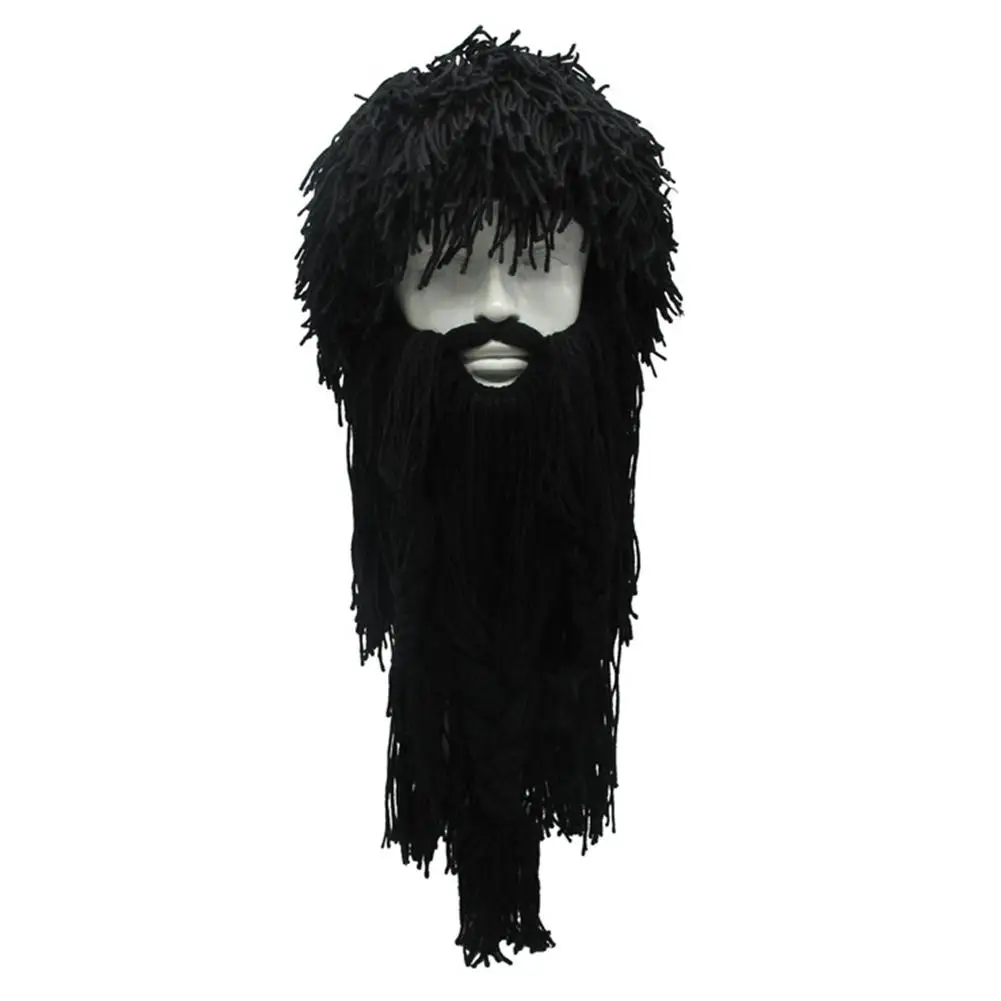 Съемная вязаная шапка с бородой Мужская цепь из нержавеющей стали на Хэллоуин