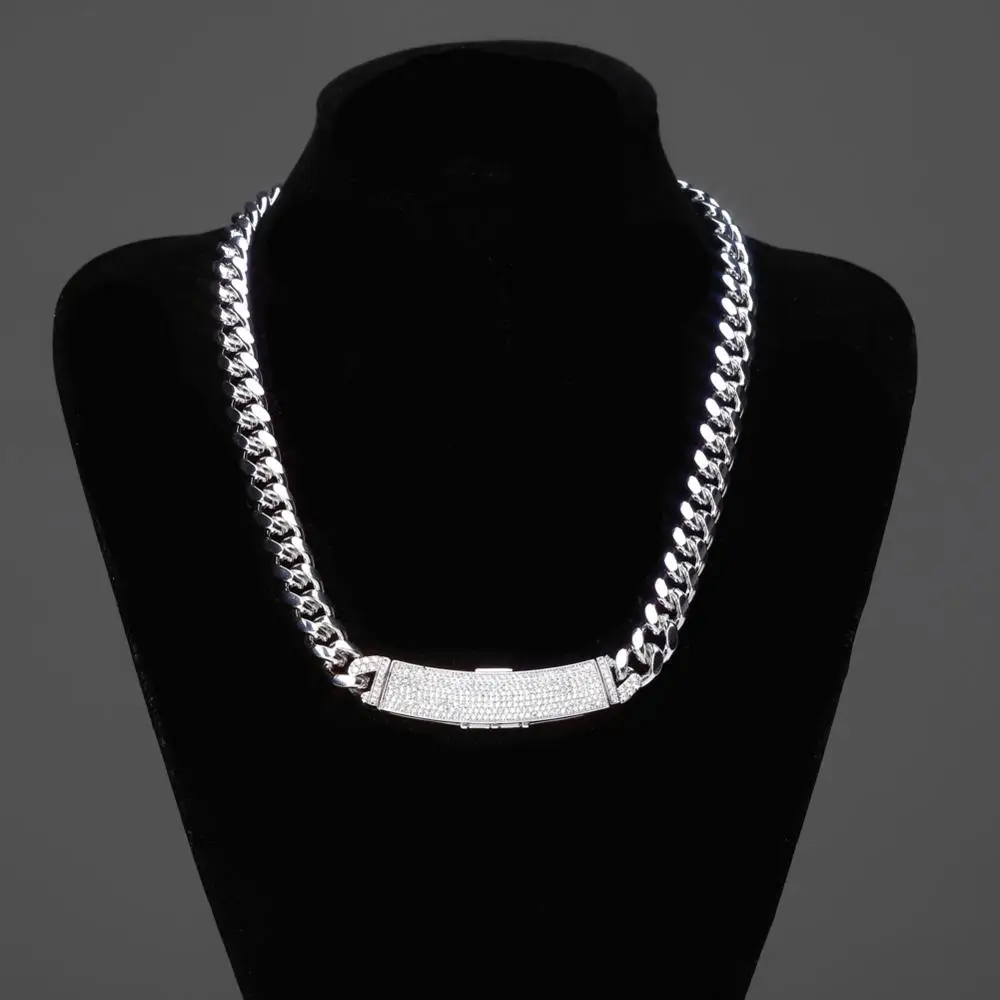 GUCY 12 мм Ширина новейшая застежка Micro Pave Iced CZ кубинские Соединенные ожерелья цепи роскошные шикарные ювелирные изделия модные хип-хоп для мужчин