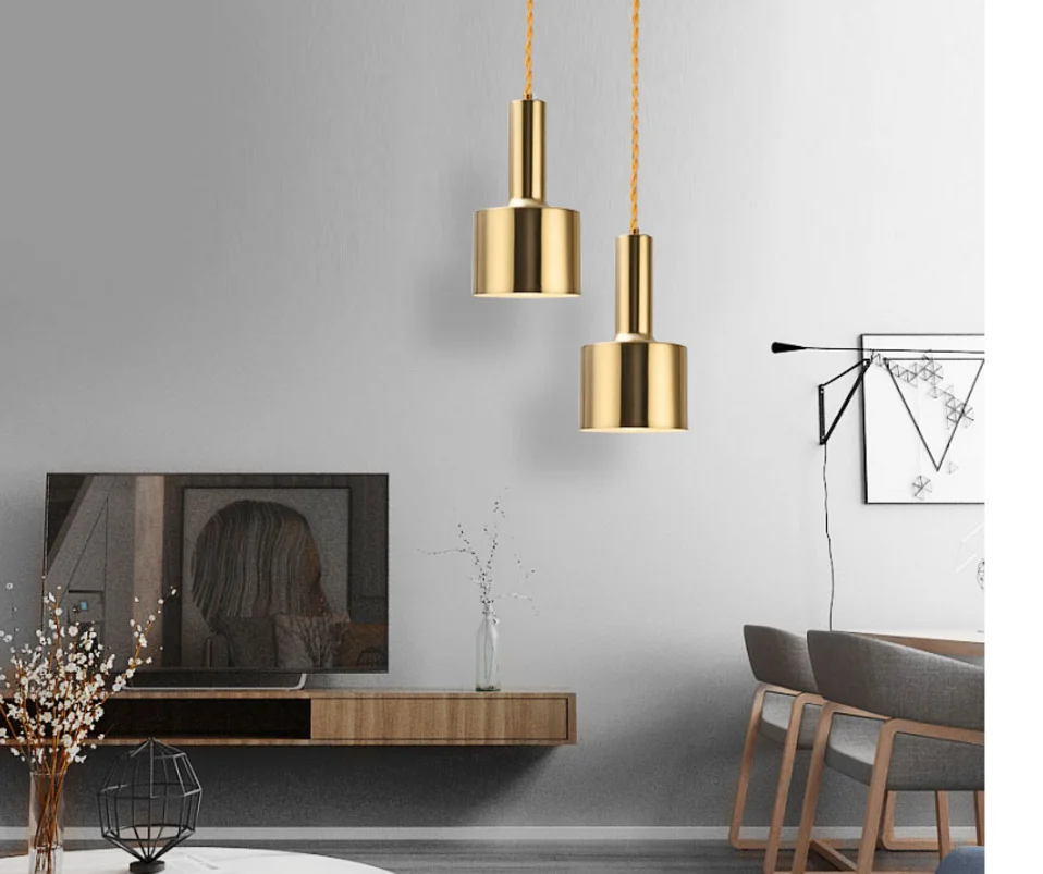 Современная Золотая подвесная светодиодная лампа современный светильник для