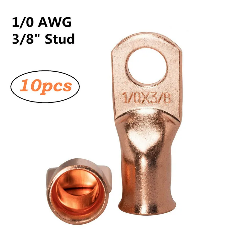 10 шт. провода Кольцо Терминал Медь 1/0 AWG Калибр 3/8 &quotРазъемы автомобильные аудио
