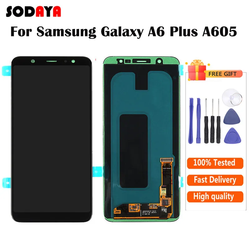 AMOLED для Samsung Galaxy A6 Plus 2018 A605 ЖК дисплей с дигитайзером сенсорного экрана в сборе