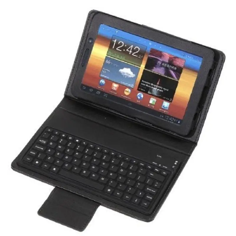 

Беспроводная Bluetooth клавиатура + кожаный чехол-подставка для Samsung Galaxy Tab 7,7 "P6800 P6810, игровая клавиатура, Сменный Чехол