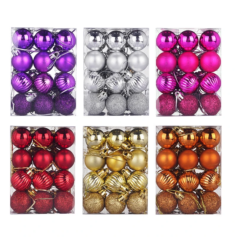 

24pcs Tree Decor Bauble Xmas Party Hanging Ball Ornament for Home Christmas Decorations Gift