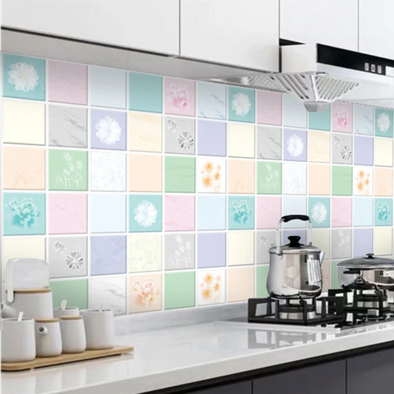 Kitchen Oil-proof Self Adhesive Wallpaper Wall Stickers Anti-fouling High-temperature Aluminum Foil Stickers Stove Contact Paper