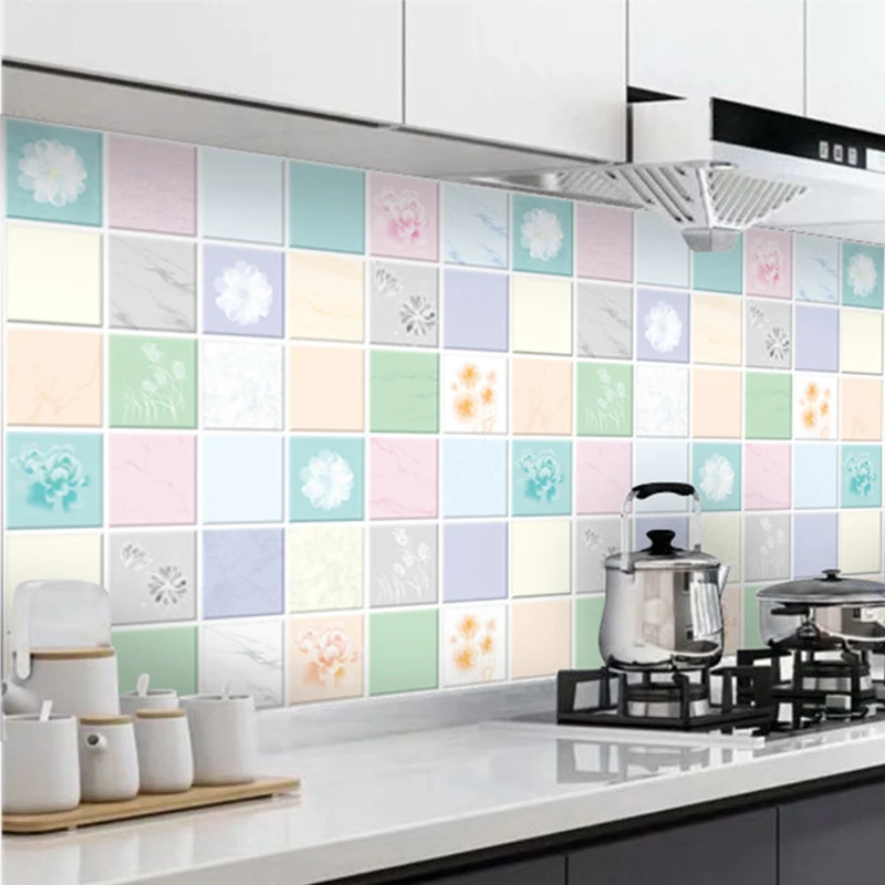 

Kitchen Oil-proof Self Adhesive Wallpaper Wall Stickers Anti-fouling High-temperature Aluminum Foil Stickers Stove Contact Paper