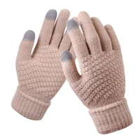 gloves female winter knitting wool jacquard thickening antiskid warm winter fashion gloves fashion gloves women pink gloves