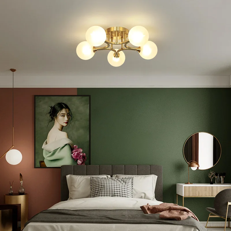 

Светодиодные люстры в скандинавском стиле для гостиной, со стеклянными шариками, светильник для дома, столовой, спальни, кухни, потолочный с...