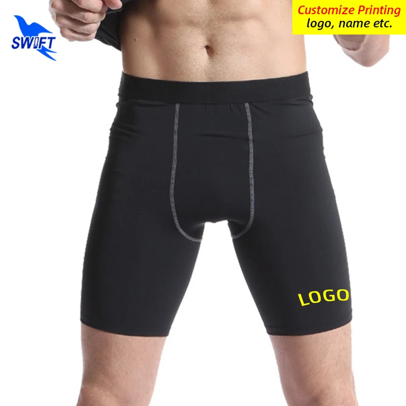 Customize LOGO Men Quick Dry Sportswear Shorts Elastic Basketball Running Tights Short Base Layer Gym Fitness Workout Underwear