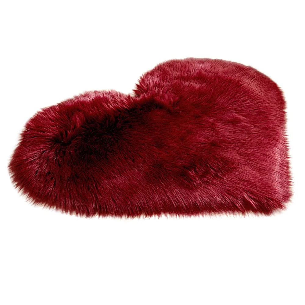 

Fluffy Shag Heart Rug Carpet Faux Fur Floor Shaggy Lamb Wool Heart Shape Mat Bedroom Water Absorbent Foot Cleaning Wiping Mat