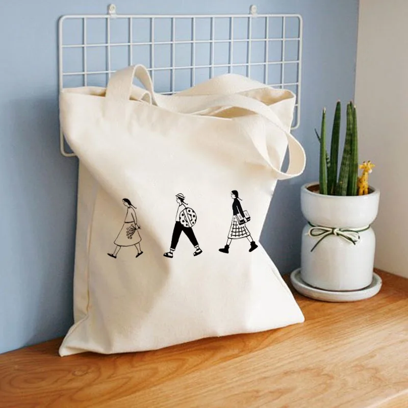 

Ladies handbag canvas tote bag cotton one-shoulder shopping bag ladies reusable shopping bag groceries
