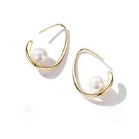 trendy gold color pearl earrings fashion elegant stud earrings for women jewelry wedding party gift 2021