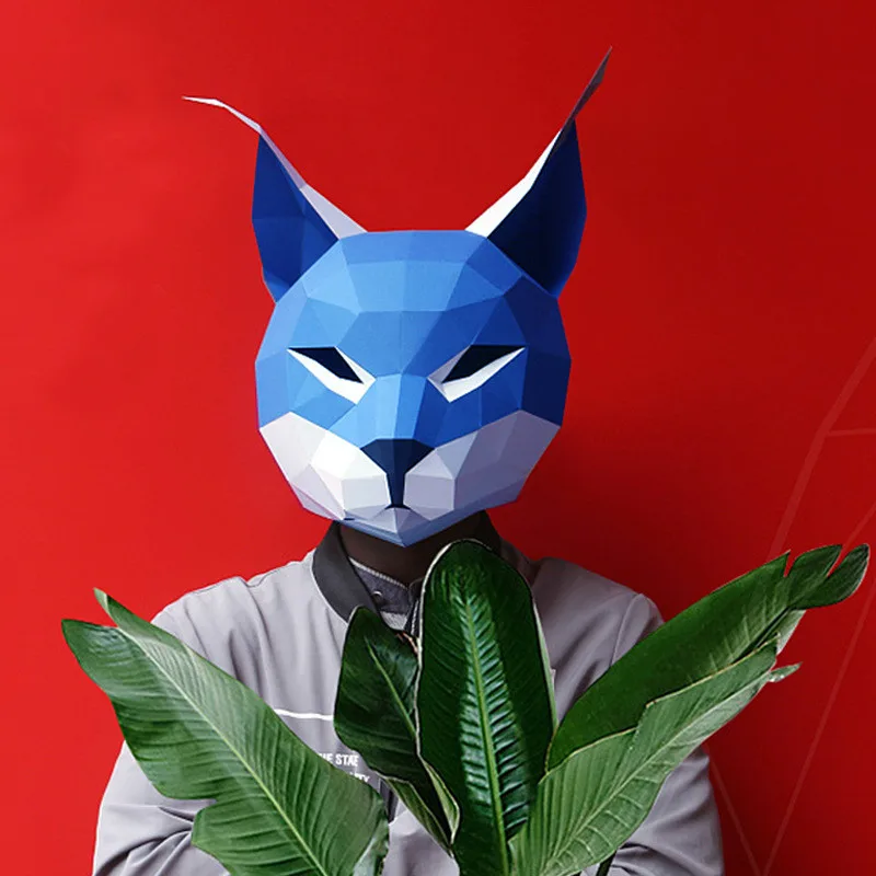 3D бумажная модель рысь циветная маска модный костюм косплей сделай сам рукоделие