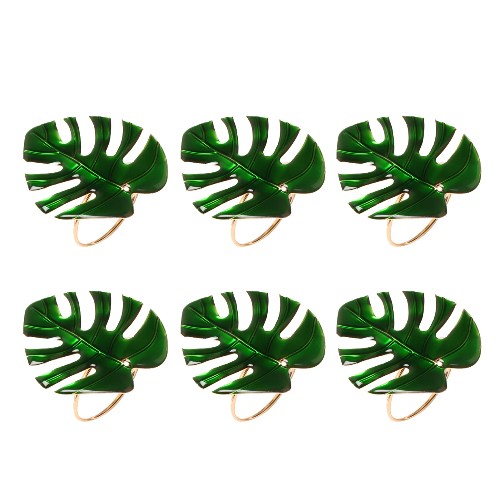 

6pcs Attractive Napkin Ring Stainless Steel Party Green Turtle Leaf Wedding Hotel Banquet Durable Dinning Table Decor Practical