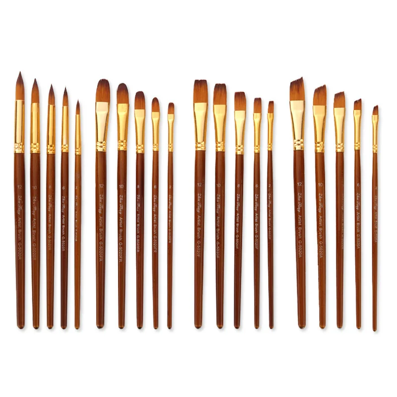 Кисти нейлоновые для рисования акварелью 5 шт. | Канцтовары офиса и дома