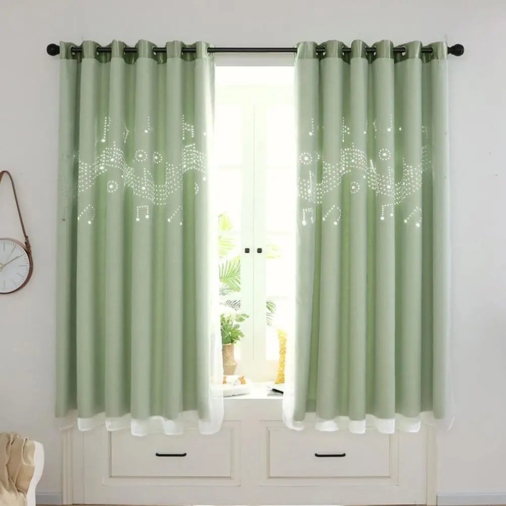 Yfashion Hollow Out Sheding Window Curtain for Living Room Bedroom Punching Style