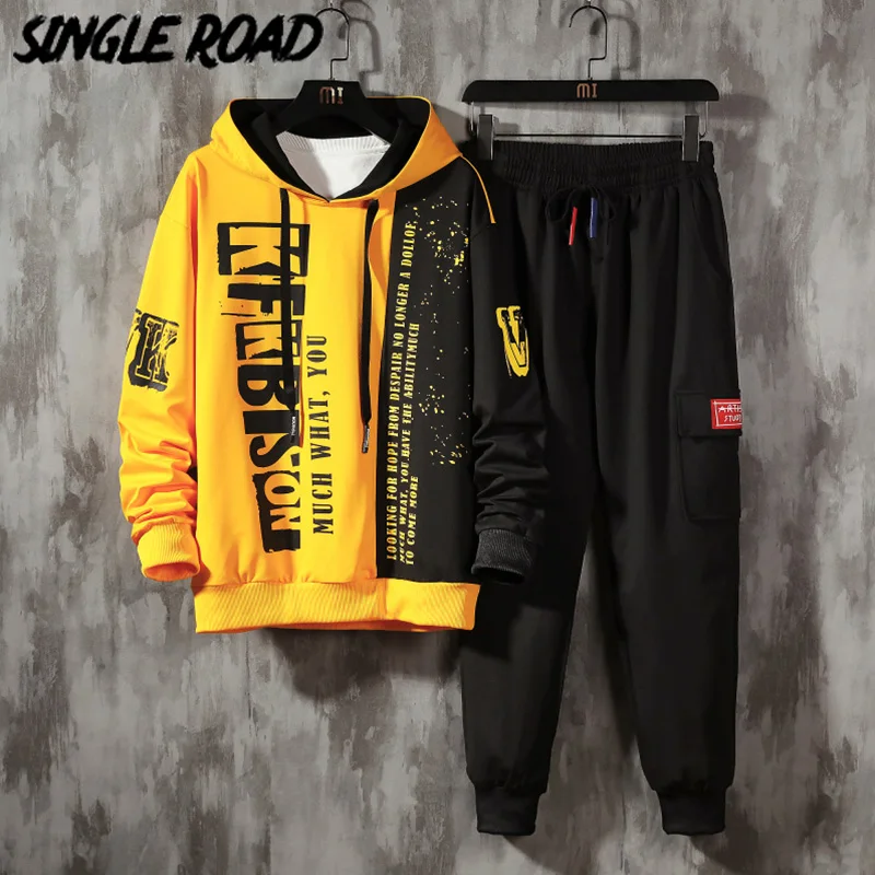 Спортивный костюм singeroad мужской Японская уличная одежда с капюшоном и длинным