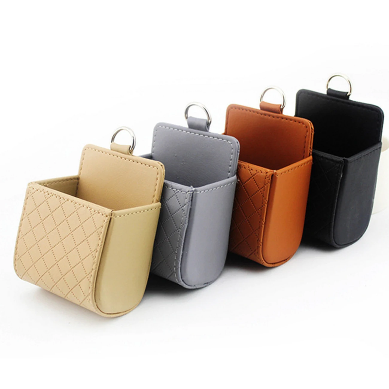 

Universal Car Air Vent Organizer Box Storage Bag with Hook Auto Mount Outlet Hanging Leather Container Pocket Coin Phone Holder