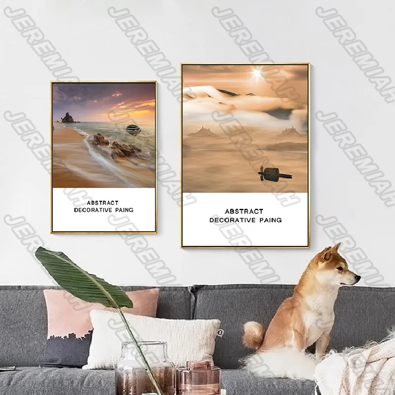 

Landscape Painting Waterproof Ink Canvas Painting Nordic Poster Print Picture Modern Home Decoration