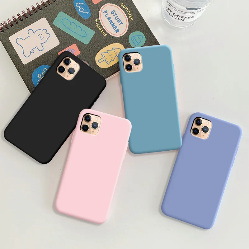 

For iPhone 11 Pro Max Case Soft TPU Silicone Case Solid Color Protective Phone Shell For iPhone 11 Pro Max Back Cover Cases