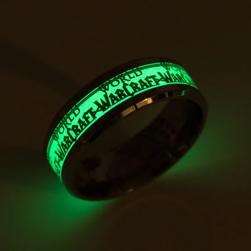 Мода светится в темноте кольцо из нержавеющей стали светящаяся