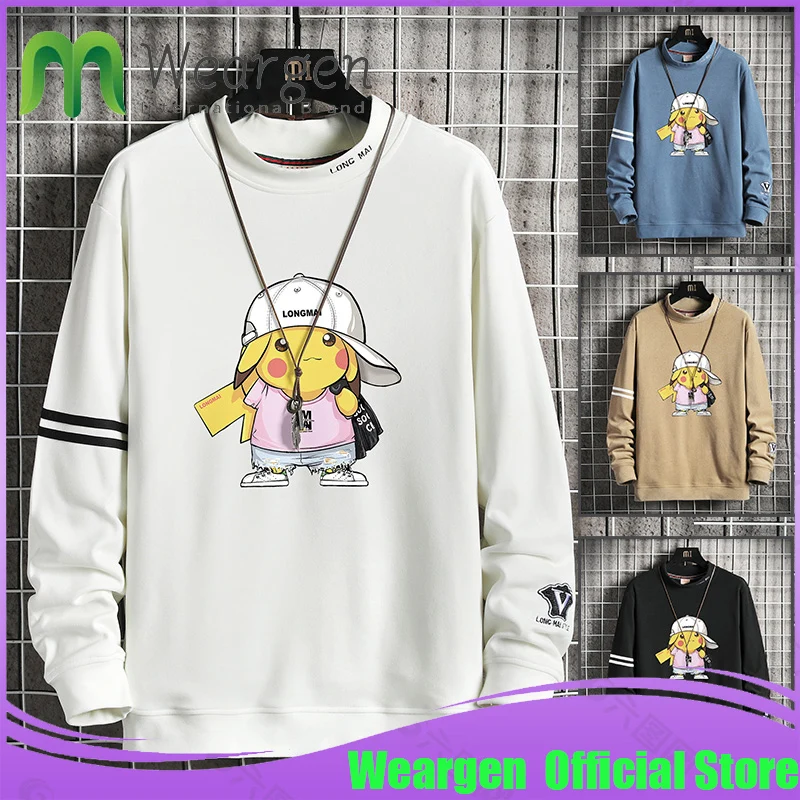 Свитшот Weargen мужской с изображением Пикачу Повседневная Толстовка длинным