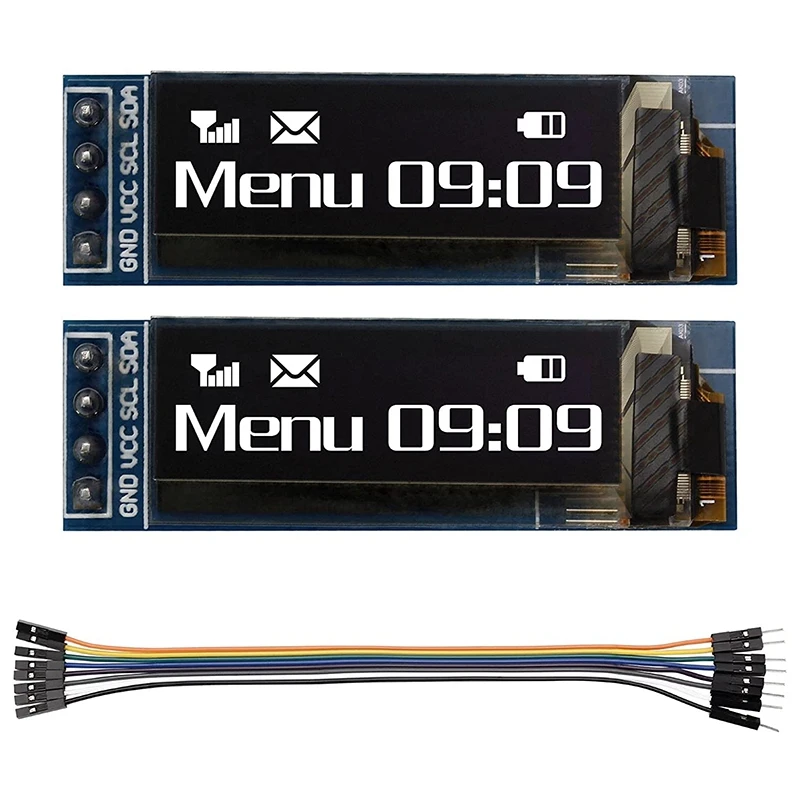 

Драйвер для OLED-экрана I2C, 0,91 дюйма, SSD1306, DC 3,3-5 В, 2 шт.