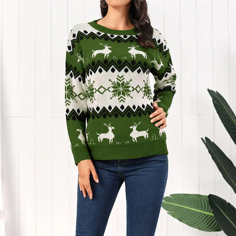 Женский Рождественский свитер Рождественская блузка с длинным рукавом и