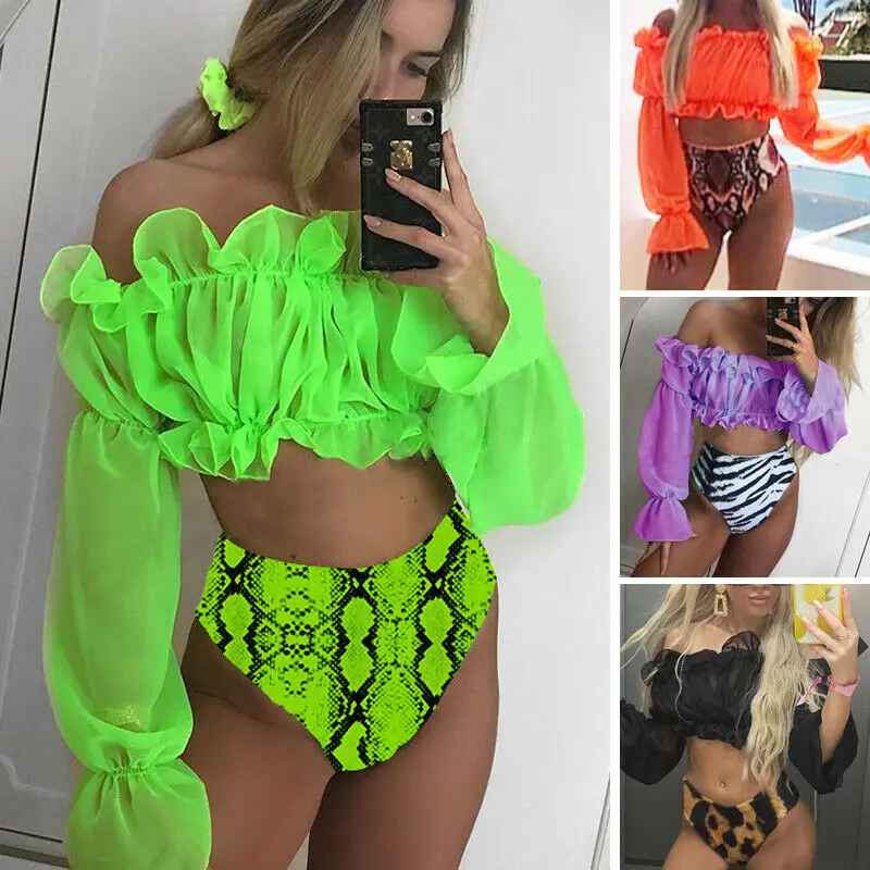 Новинка разноцветный женский купальник с длинным рукавом бандаж сексуальный