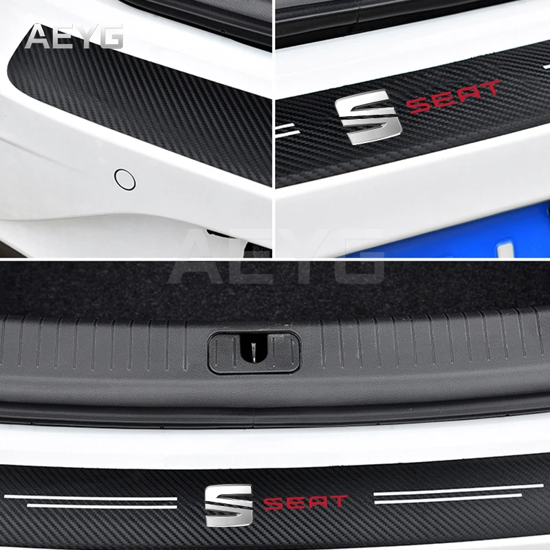 Защитные наклейки для заднего бампера автомобиля из углеродного волокна SEAT Leon
