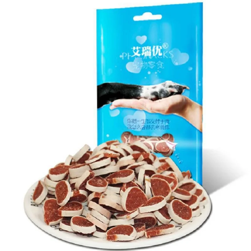 400g round slice Лакомство для собак куриная грудка треска сэндвич универсальное питание здоровая собака еда чистые зубы обучение награда закуски для собаки - Цвет: 400g round slice