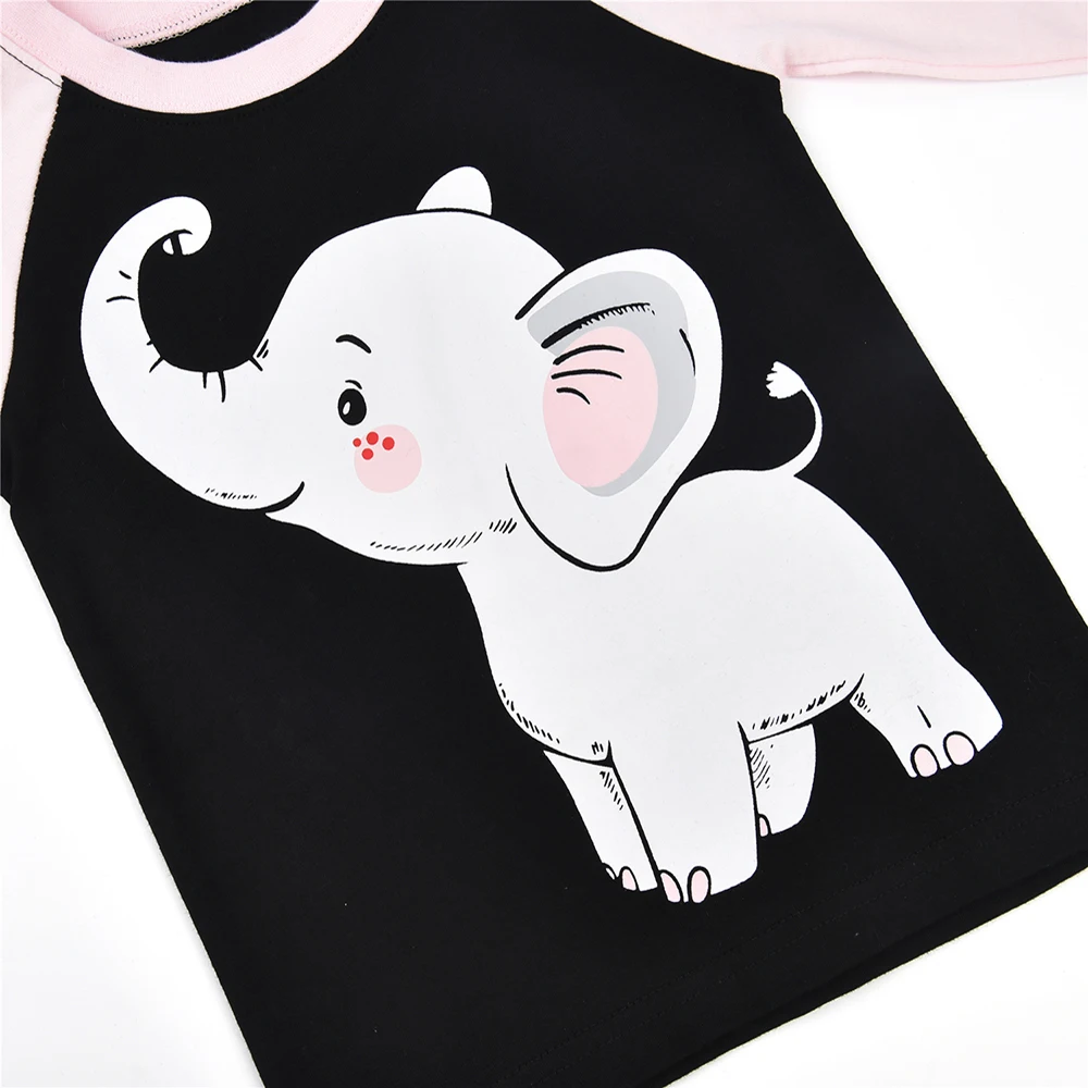 Для девочек пижама комплект одежды для сна с длинными рукавами и принтом слона