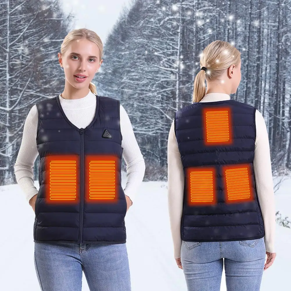 

M-3XL Men Women Outdoor Electric Heating Vest 5 Zone Heated Vest USB Heated Jacket Thermal Hunting Vest Winter Heating Jacket