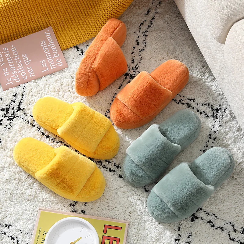 

Women Winter House Slippers Cute Plush High Heels Fluffy Warm Shoes Thick Sole Ladies Girls Indoor Outdoor Bedroom Fur Slides