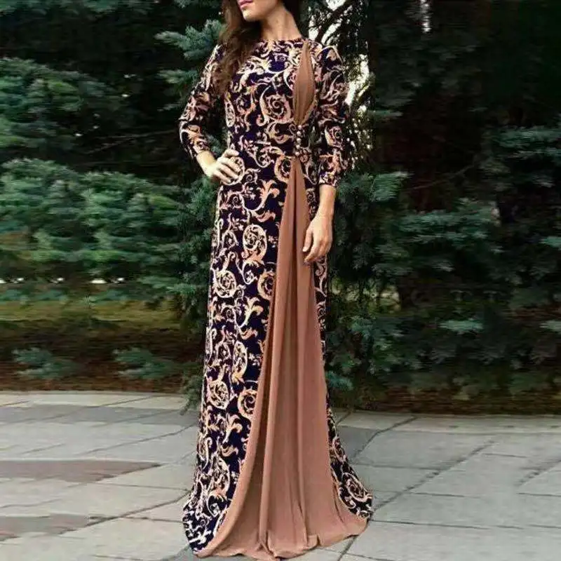 Женское платье Абая с цветочным принтом размера плюс мусульманское высоким