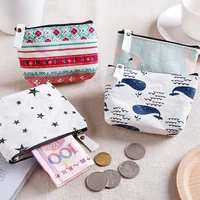 new cute small canvas zip retro mini coin change purse key pouch little money bag lady mini wallet storage bag