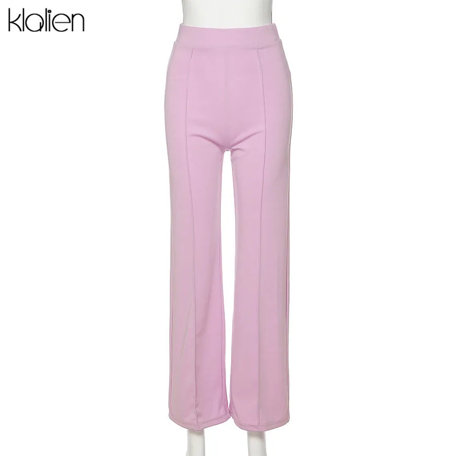 Брюки KLALIEN Женские повседневные с широкими штанинами Модные Элегантные Простые