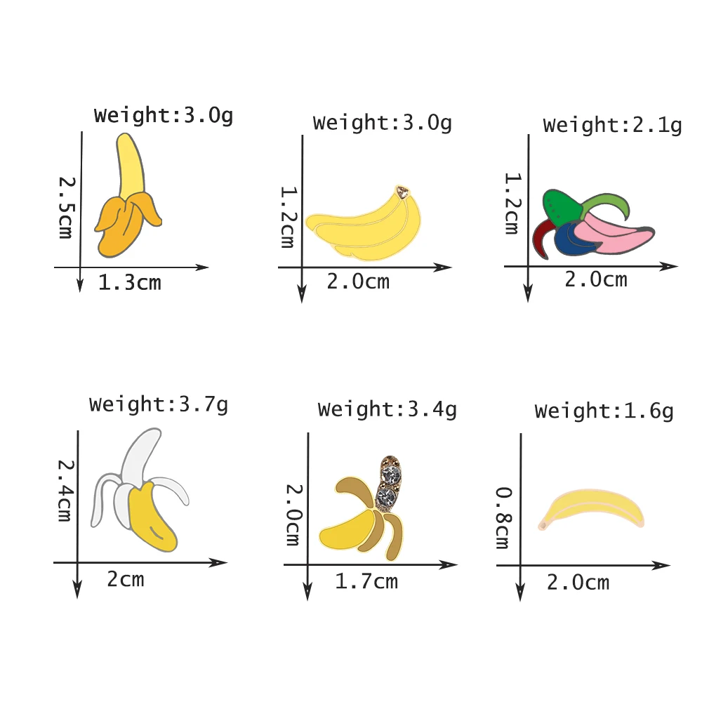 6 стилей милые эмалированные булавки с бананом Мультяшные Броши фруктами значок