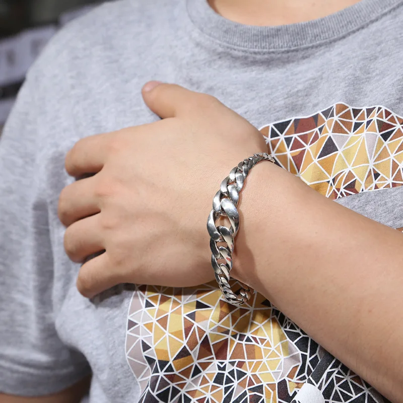 

Fashion men's authentic pure 925 sterling silver bracelet luxury exquisite jewelry punk domineering bracelet top men gifts 2018
