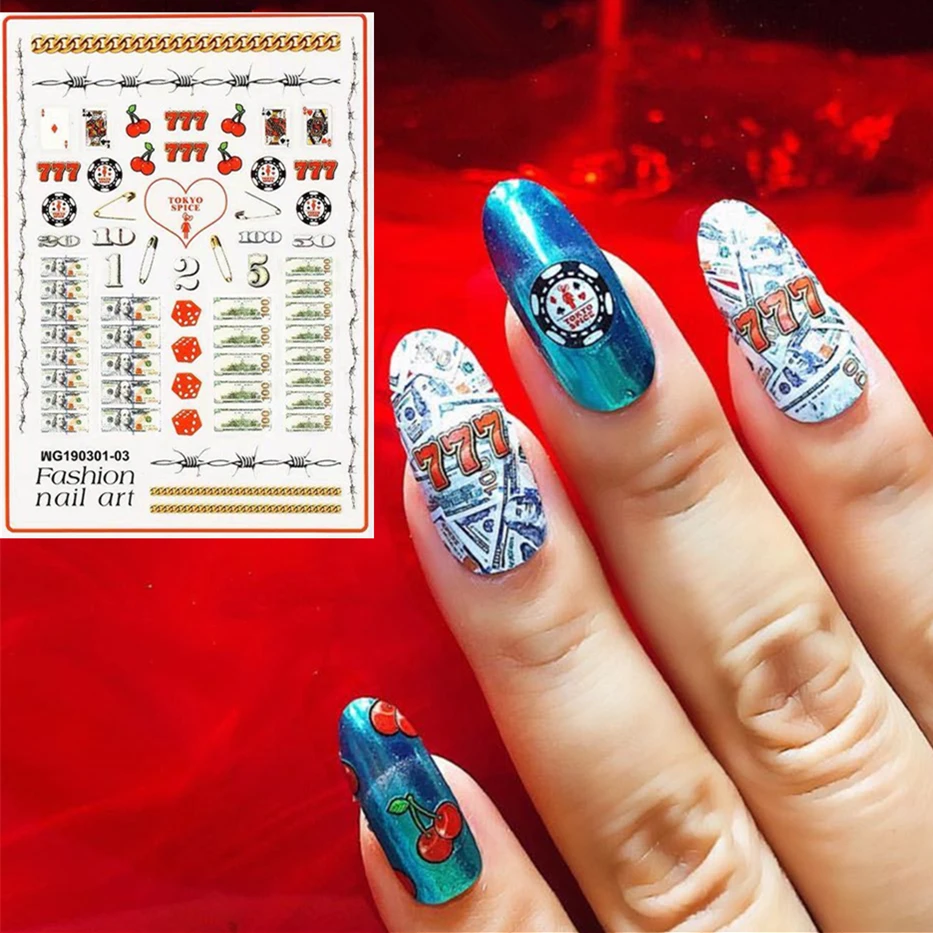 

Newest US Dollars Design Self Adhesive Back Glue Decal Slider DIY Decoration Tools Nail Stickers MG180-14