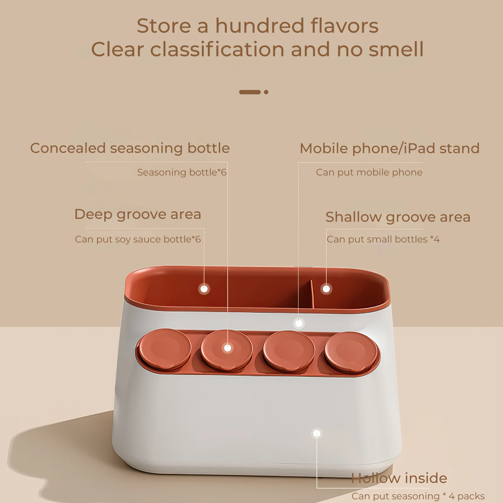 

Seasoning Holder Storage Box Detachable Seasoning Storage Container with 4 Separated Bottles Spice Bottles Organizer