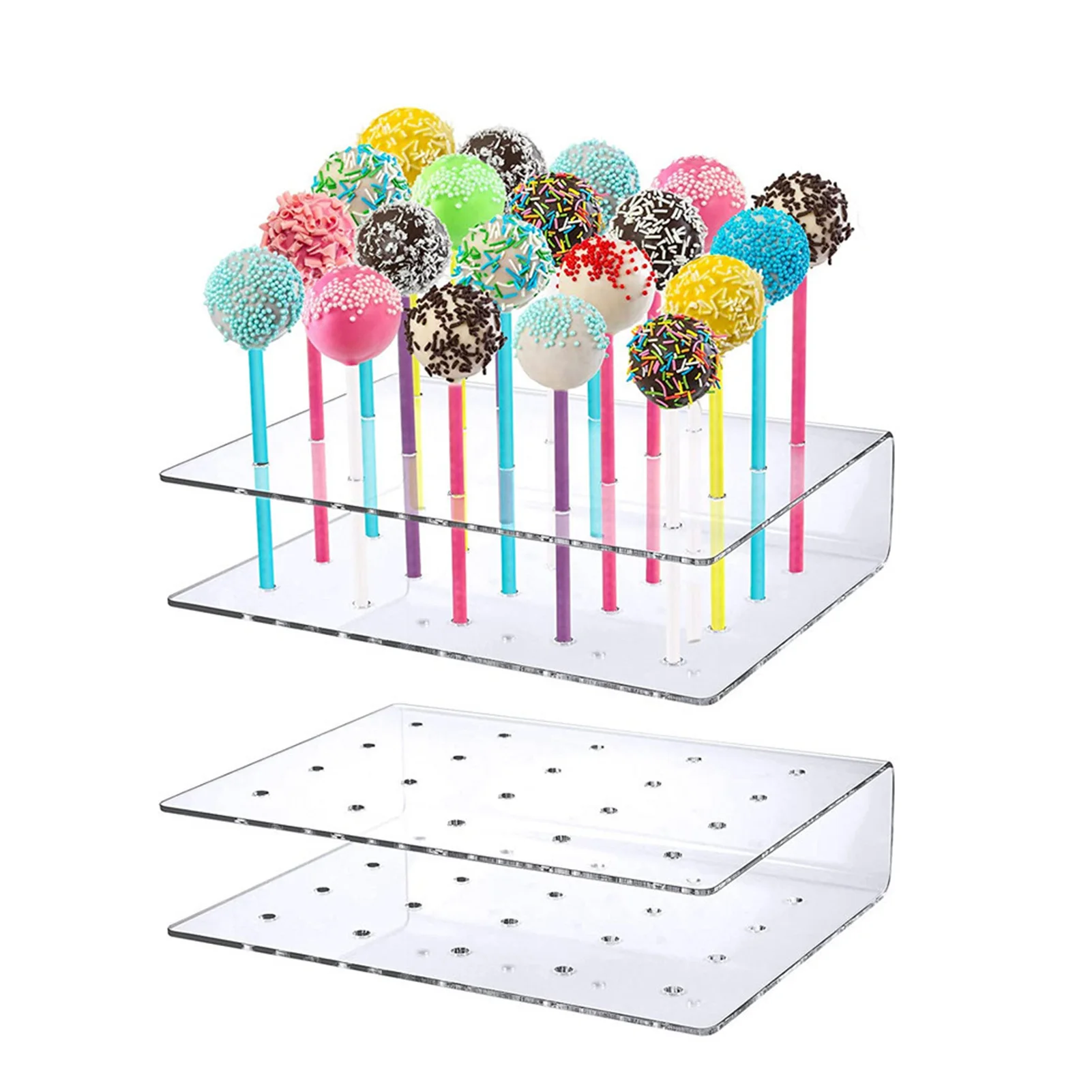 

Acrylic Lollipop Holder Rectangle Shape Double Layer Acrylic Cake Pop 20-hole Lollipop Display Stand For Wedding Party Birthday