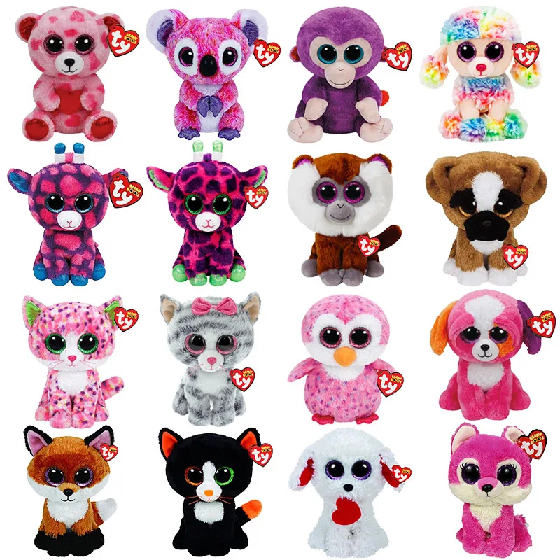 15 см Ty Beanie Bear с большими глазами коала обезьяна жираф лиса серия собак милая
