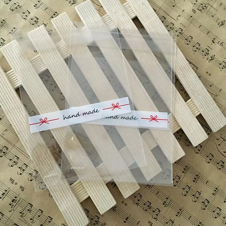 Clear Hand Made LBSISI Life 100 шт 10*10+ 3 см мешки для печенья, конфет для дома Рождество свадебное украшение самоклеящаяся пластиковая упаковка для пищевых продуктов полипропиленовый подарочный пакет - Цвет: Clear Hand Made