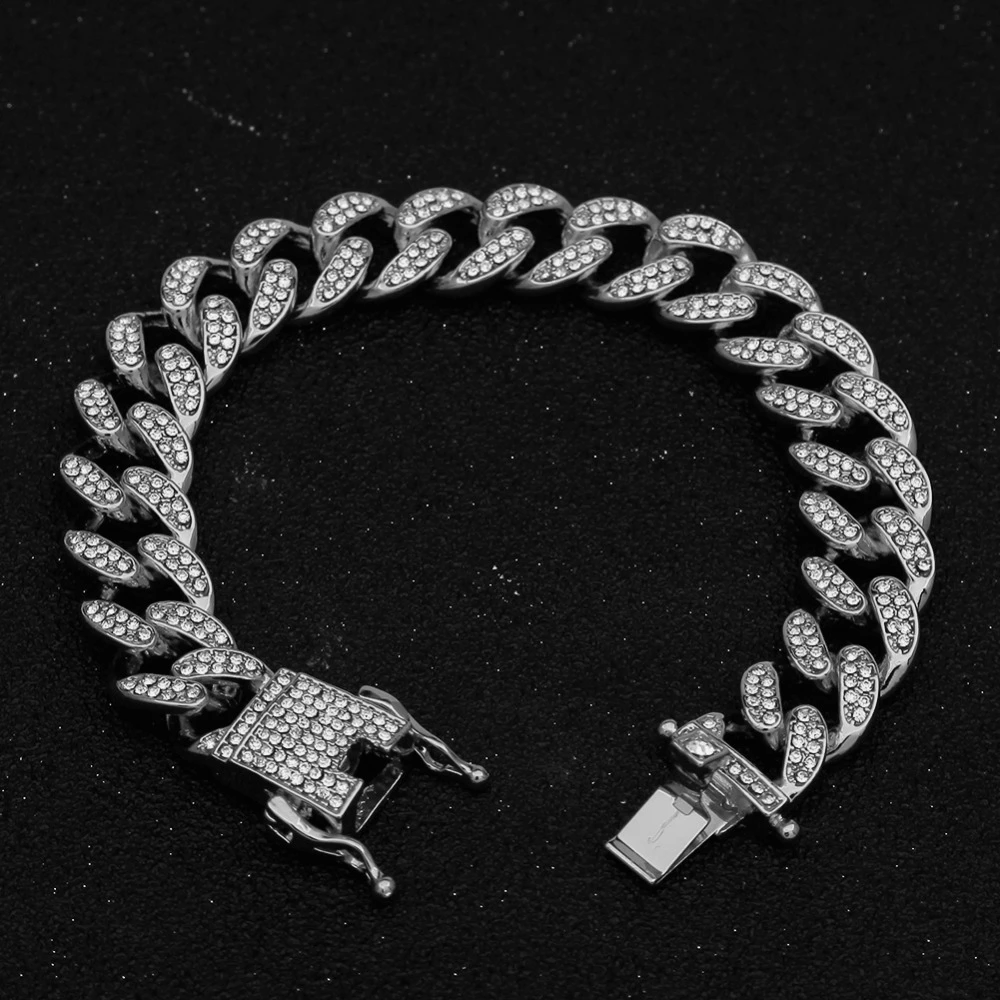 UWIN 13 мм кубинское звено из США цепочка браслет из горного хрусталя сплав Iced Out хип-хоп золото Мода Панк Подвески для чокера ювелирные изделия