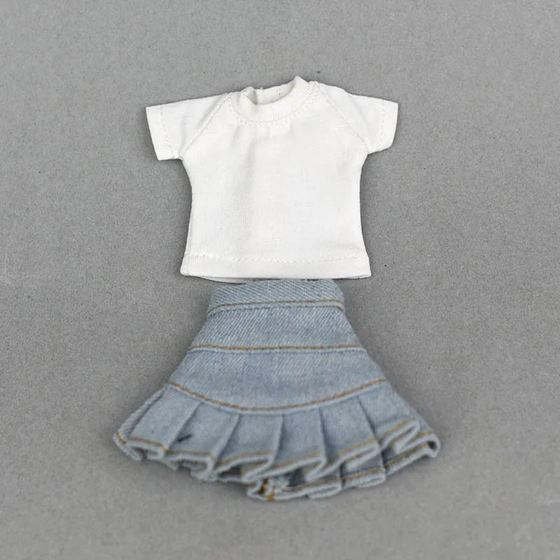 1 комплект футболка джинсовые шорты синяя юбка трапеция для куклы Blythe