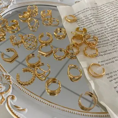 

Vintage Ring For Women Gold Ring Open Ring Simple Temperament Versatile Personality Jewelry 2021 New Fashion Ins wind