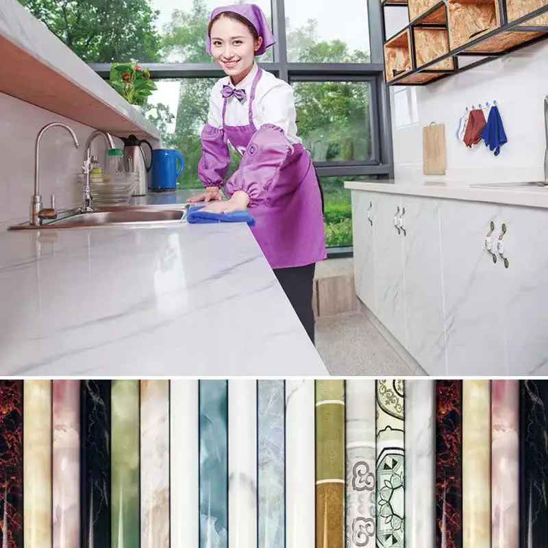 

2021 Modern Kitchen Stickers Waterproof Oilproof Classic Marble Pattern Wall Stickers Protect Desktop One Piece Self-adhesive