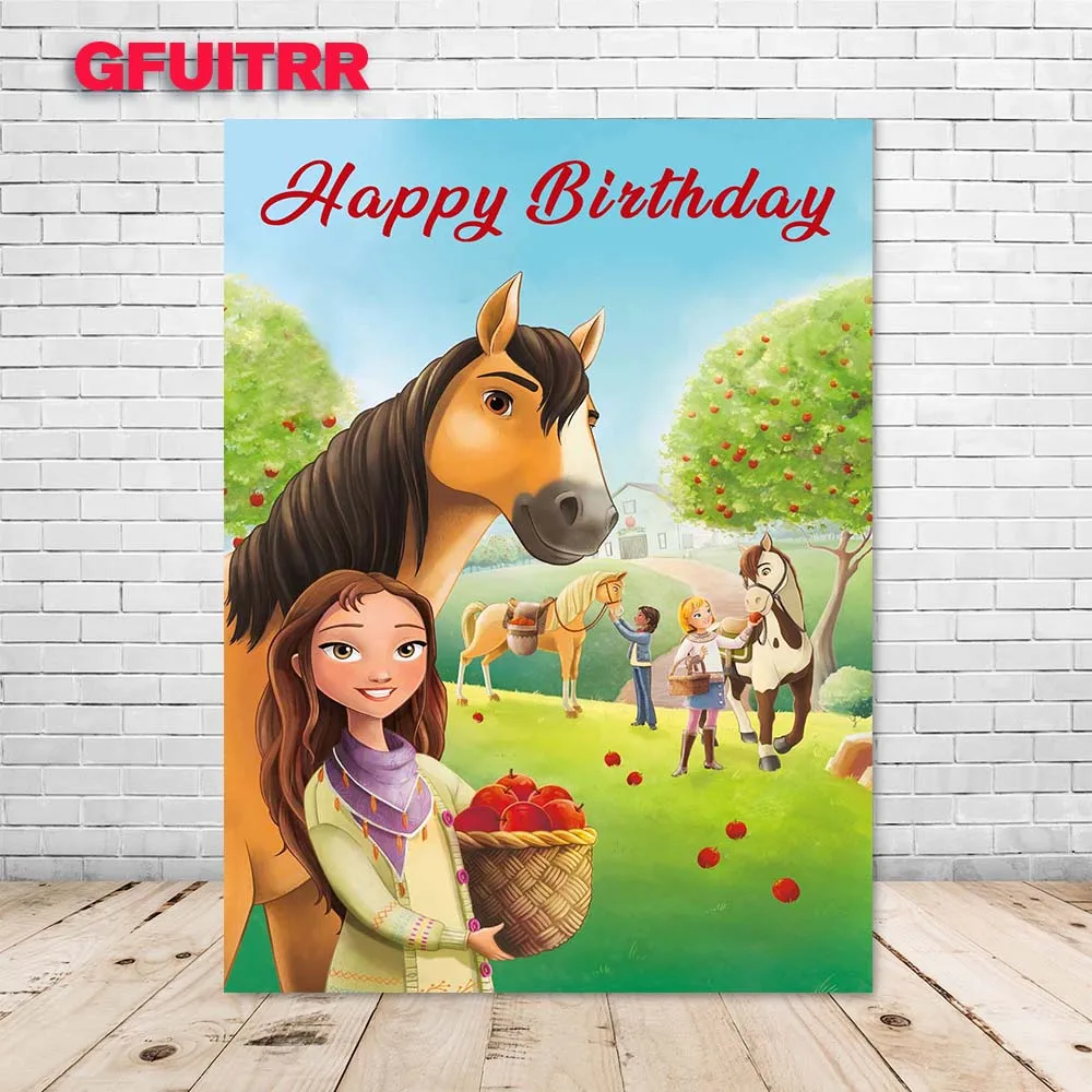 GFUITRR спиртовая лошадь фотография Фон дети 1-й День рождения ребенок душ яблоко