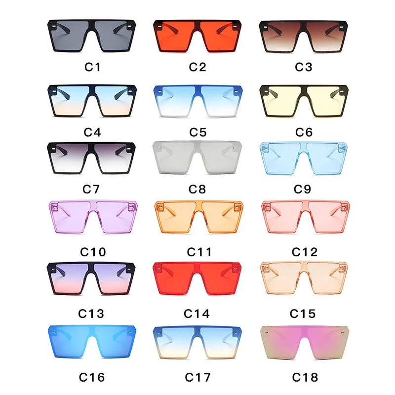 

OIMG Oversized Square Sunglasses Women Luxury Brand Fashion Flat Top Red Black Clear Lens One Piece Men Gafas Shade Mirror UV400